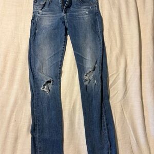 AG Adriano Goldschmied Women's Distressed Skinny Jeans - Blue